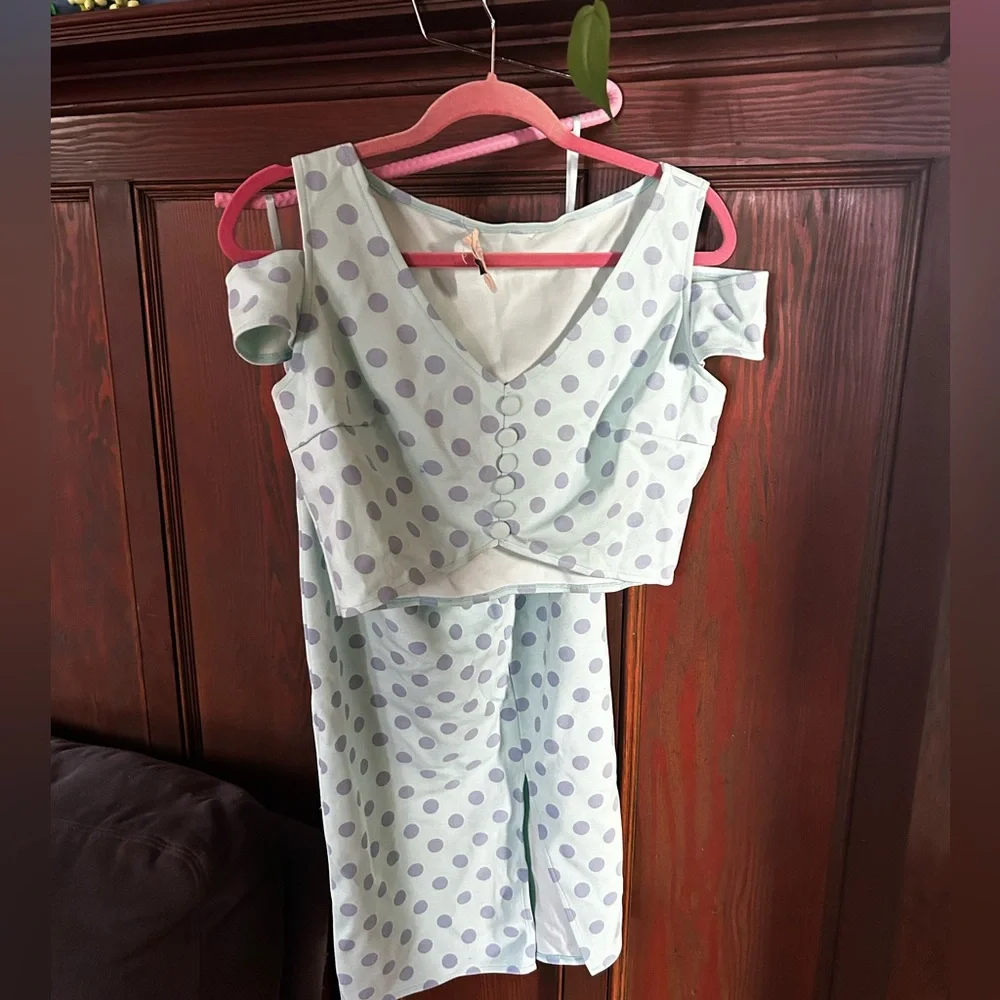 Tatyana Mint and Lavender Polka Dot Set - Picture 1 of 2